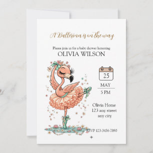 Graceful Flamingo Ballerina in Bloom Invitation