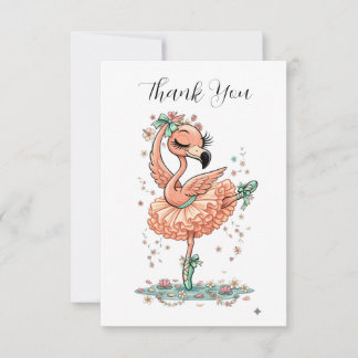 Graceful Flamingo Ballerina in Bloom Thank You Card
