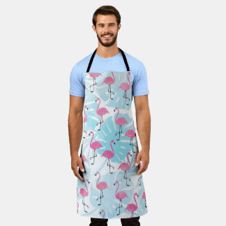 Graceful flamingos and monstera leaves apron