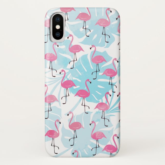 Graceful flamingos and monstera leaves Case-Mate iPhone case (Back)