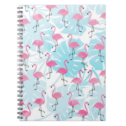 Graceful flamingos and monstera leaves notebook