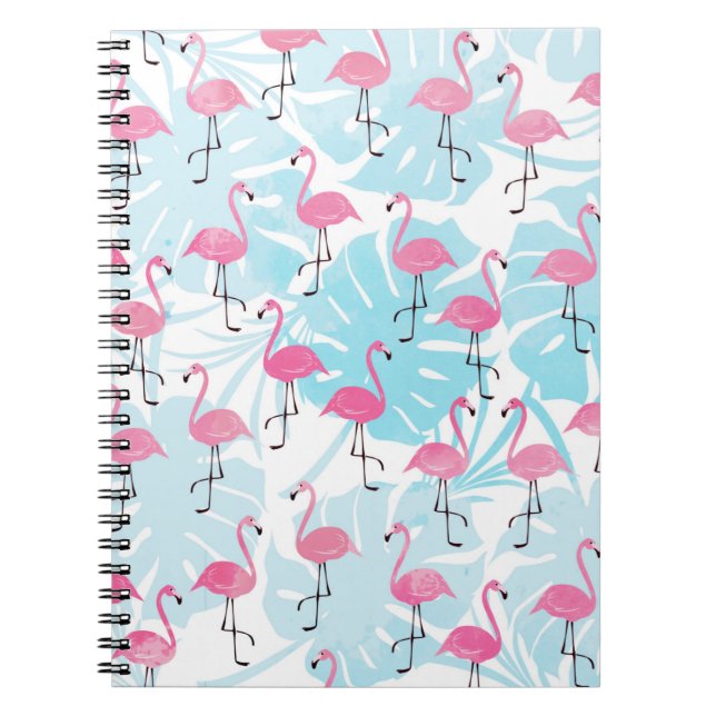 Graceful flamingos and monstera leaves notebook (Front)