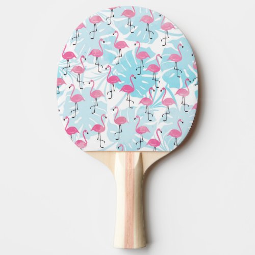 Graceful flamingos and monstera leaves ping pong paddle