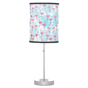 Graceful flamingos and monstera leaves table lamp