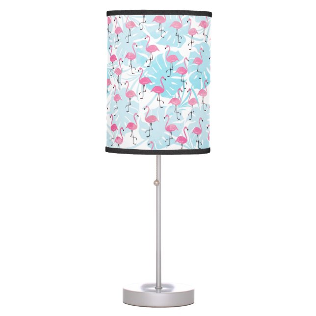 Graceful flamingos and monstera leaves table lamp (Front)