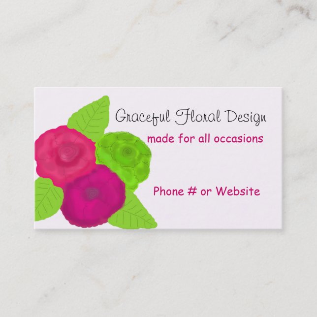 Graceful Floral Design Bold Flowers Business Card (Front)