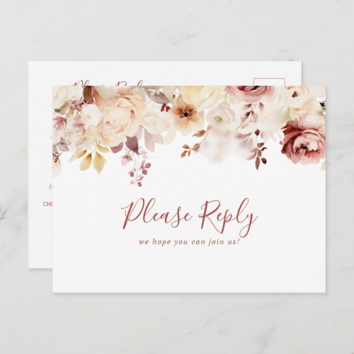 Graceful Floral Menu Choice RSVP Postcard