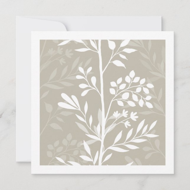Graceful Floral Silhouette Neutral Beige Minimal Note Card (Front)