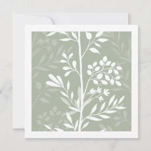 Graceful Floral Silhouette Sage Green Minimal Note Card