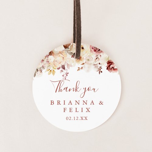 Graceful Floral Thank You Wedding Favor Classic Round Sticker