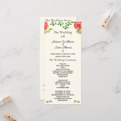 Graceful Floral Wedding Program