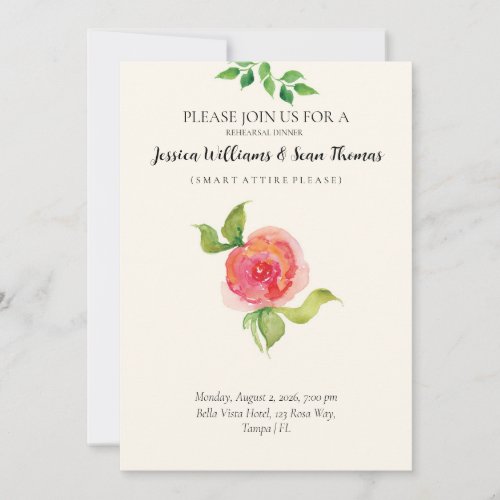 Graceful Floral Wedding Rehearsal Dinner Invitation