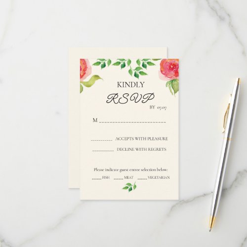 Graceful Floral Wedding RSVP Card