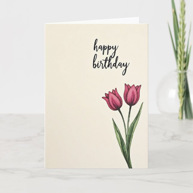 Graceful Flower Birthday Card (Front)