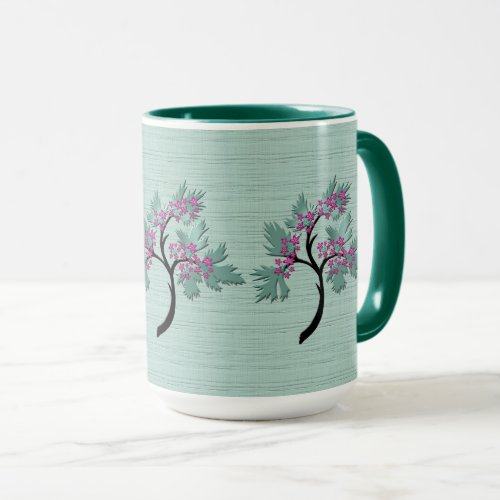 Graceful Flowering Tree Green  Plum  Mug