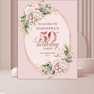 Graceful Garden Floral 50th Birthday Backdrop
