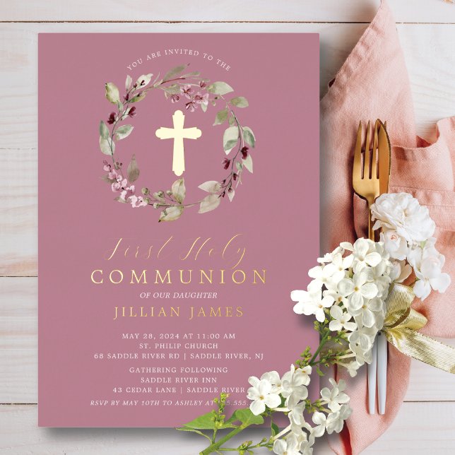 Graceful Gathering First Communion Invitation Foil Invitation (Creator Uploaded)