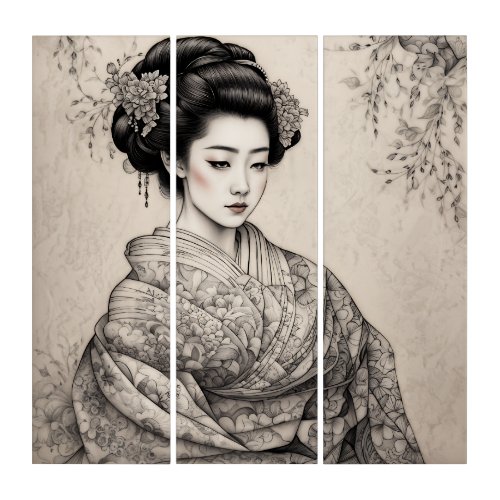 Graceful Geisha Triptych