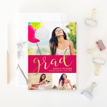 Graceful Glow Editable Color Graduation Photo Card by berryberrysweet at Zazzle