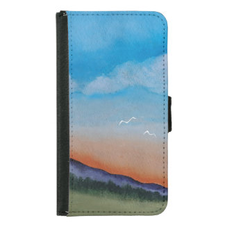 Graceful Glowing Sunset Hills Samsung Galaxy S5 Wallet Case