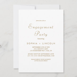 Graceful Gold Calligraphy Engagement Party Invitation