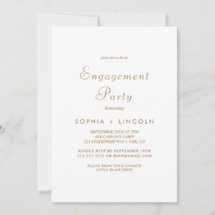 Graceful Gold Calligraphy Engagement Party Invitation