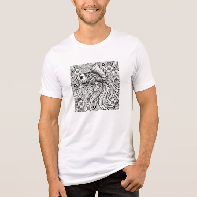 Graceful Goldfish – Japanese Modern Art Tri-Blend Shirt (Front)