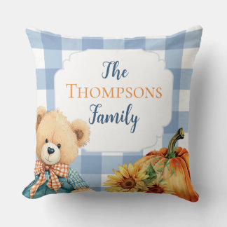 Graceful Goodbye – Autumn Quote & Pumpkin Border Throw Pillow