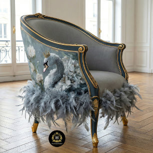 Graceful Gray Swan Gold Crown Floral Decoupage   Tissue Paper