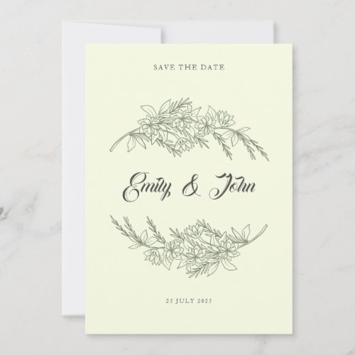 Graceful Green Leaves Save the Date
