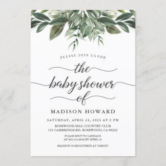 Graceful Greenery Baby Shower Invitation