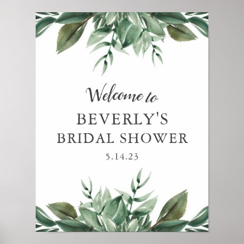 Graceful Greenery Bridal Shower Welcome Sign