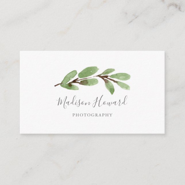 Graceful Greenery Minimal Business Card (Front)