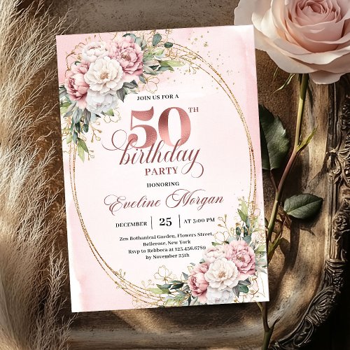 Graceful Greenery Rose Gold 50th Birthday Party 