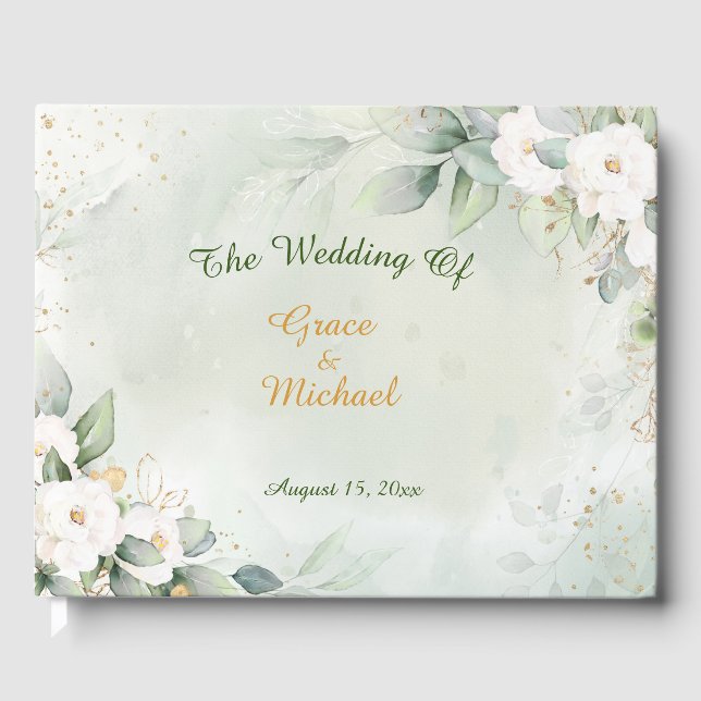 Graceful Greenery Wedding Guest Book (Front)