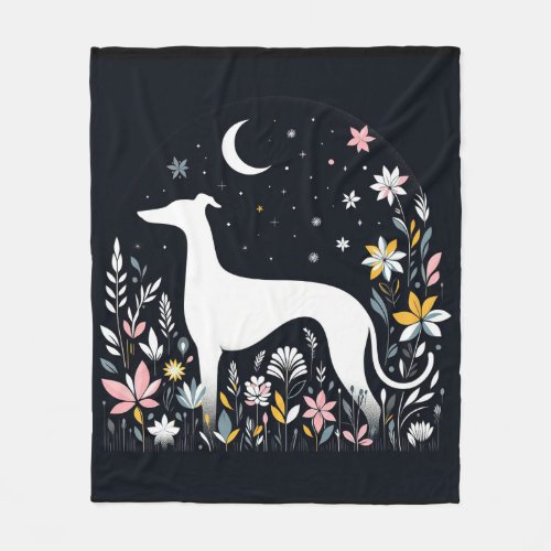 Graceful Greyhound Blossoms Fleece Blanket