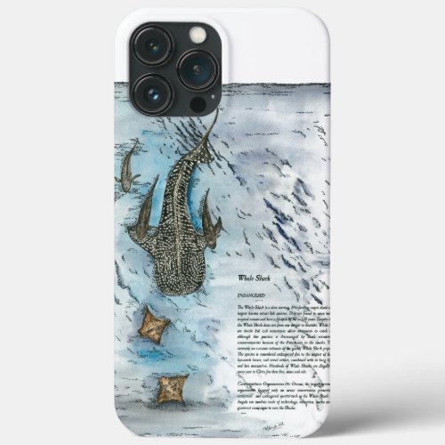 Graceful Hand Painted Whale Shark iPhone 13 Pro Max Case