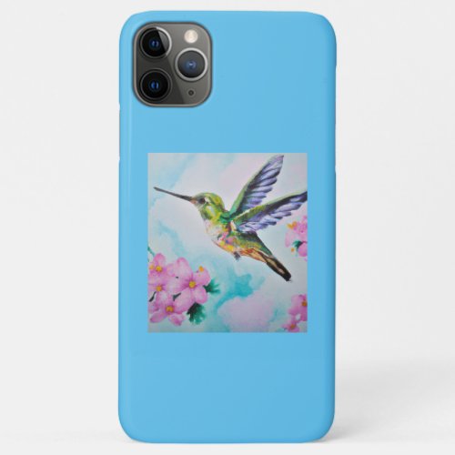 Graceful Hummingbird_ Watercolor Painting iPhone 11 Pro Max Case