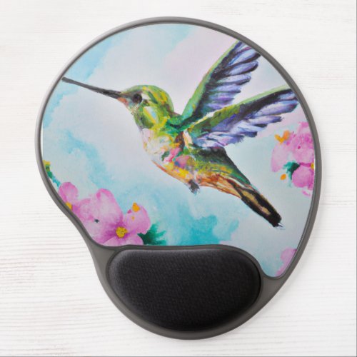 Graceful Hummingbird_ watercolor painting Gel Mouse Pad