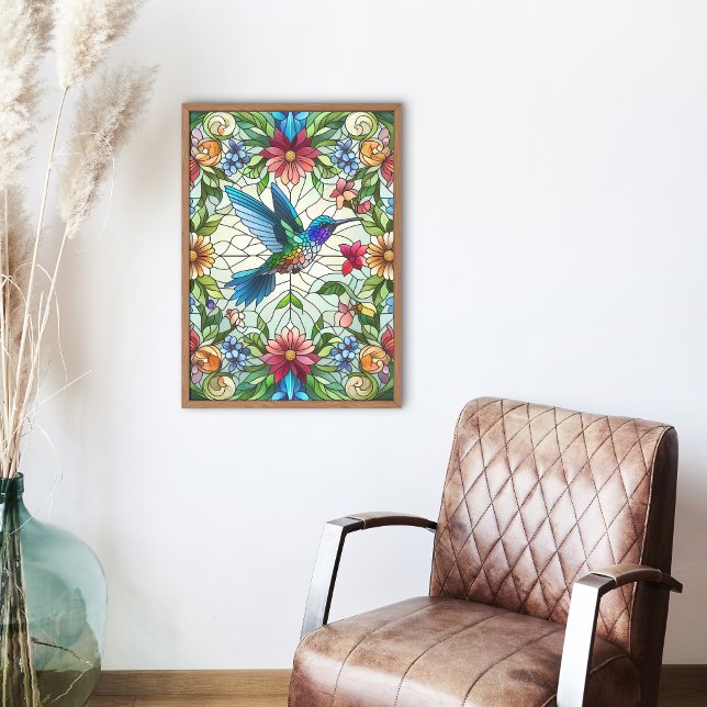 Graceful Hummingbird with Stained Glass Effect Acrylic Print (Creator Uploaded)
