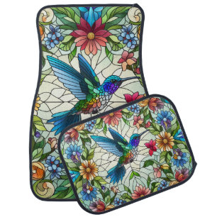 Graceful Hummingbird with Stained Glass Effect Car Floor Mat