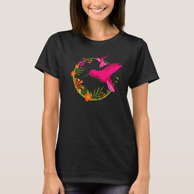 Graceful Hummingbirds in Flight Colourful T-Shirt (Front)
