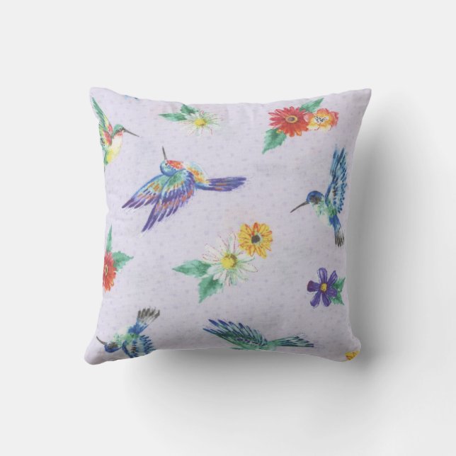 Graceful Hummingbirds Throw Pillow (Back)