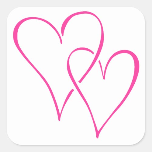 Graceful Interlocking Pink Hearts Square Sticker