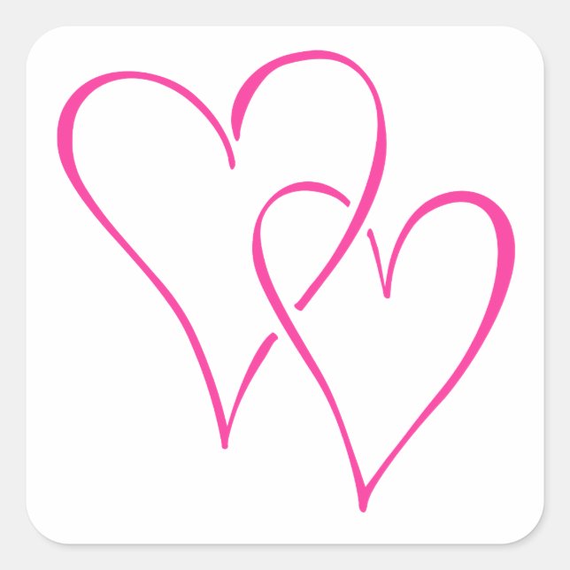 Graceful Interlocking Pink Hearts Square Sticker (Front)