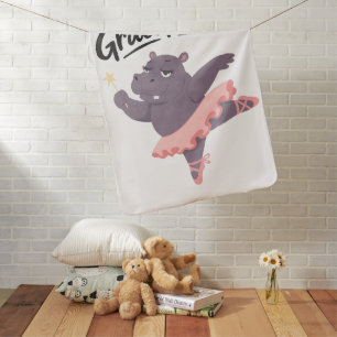 Graceful-ish Hippo Ballerina Baby Blanket