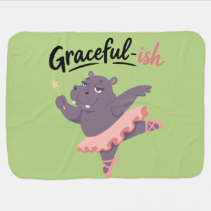 Graceful-ish Hippo Ballerina Baby Blanket