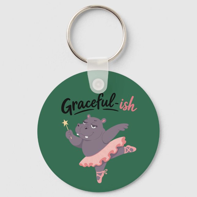 Graceful-ish Hippo Ballerina Keychain (Front)