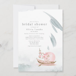 Graceful Japanese Boat in Moonlight Bridal Shower Invitation