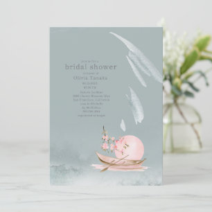 Graceful Japanese Boat in Moonlight Bridal Shower Invitation